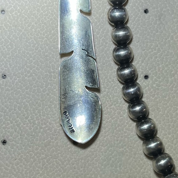 COPY - COPY - Southwestern Sterling turquoise, feather, dangle, earrings - Picture 9 of 9